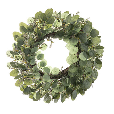 Artificial Wreaths - Dollar Gum Eucalyptus Wreath Green (56cmD)