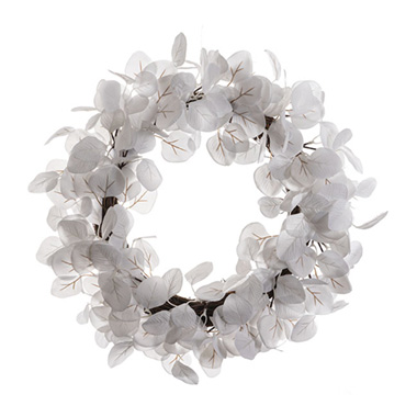Artificial Wreaths - Eucalyptus Wreath White (51cmD)