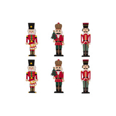 Christmas Ornaments - Wooden Nutcracker Clips Set 6 Red & Green (Box: 9x11cmH)