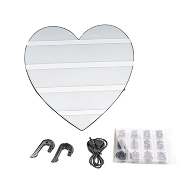 LED Light Box Heart Shape with 96 Pack Letters (23.5x22x5cm)