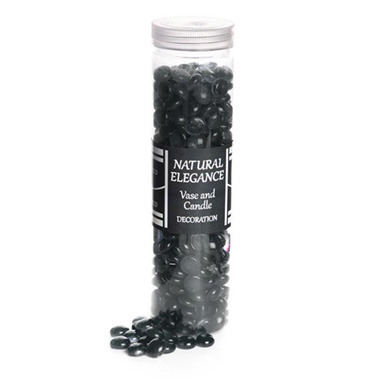 Glass Pebbles - Glass Gems Mini Black 700g Jar (12.5mm)