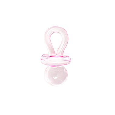 Favour Decorations - Baby Shower Acrylic Charms Pacifier Pack 12 Pink (46x23mm)