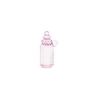 Party Decorations - Acrylic Baby Charms Milk Bottle Pack 12 Baby Pink (36x15mm)