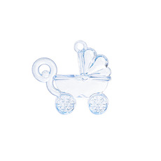 Party Decorations - Acrylic Baby Charms Car Pack 12 Baby Blue (30x31mm)