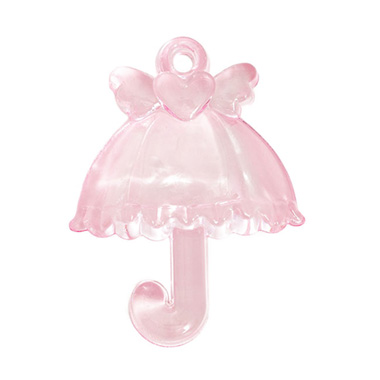 Party Decorations - Acrylic Baby Charms Umbrella Pack 12 Baby Pink (49x36.6mm)