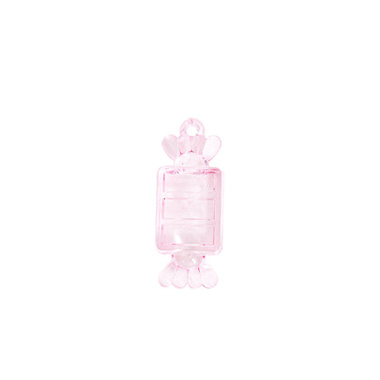 Favour Decorations - Decoration Acrylic Charms Candy Pack 12 Baby Pink (48x19mm)