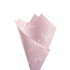 Regal Pearl Wrap Pattern - Cello Regal Sprigs 65mic Pink (50x70cm) Pack 100