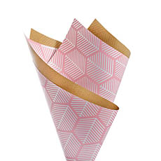 Regal Pearl Wrap Pattern - Cello Regal Geo Stripe 65mic Light Pink (50x70cm) Pack 100