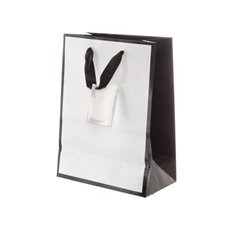 Glossy Gift Bags - Gloss Paper Bag Silhouette White Black(240x120x355mmH)Pack 5