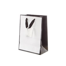 Glossy Gift Bags - Gloss Paper Bag Silhouette White Black(205x110x275mmH)Pack 5