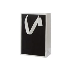 Glossy Gift Bags - Gloss Paper Bag Silhouette Black Wht (205x110x275mmH) Pack 5