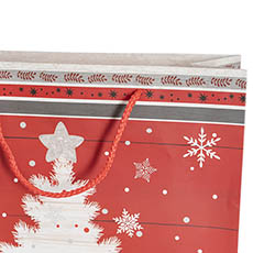 Paper Bag Merry Christmas Tree Red Pk 6 (180x100x230mmH)
