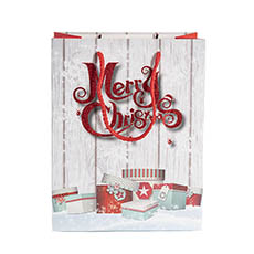 Paper Bag Merry Christmas Matte White Pk 6 (180x100x230mmH)