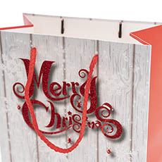 Paper Bag Merry Christmas Matte White Pk 6 (180x100x230mmH)