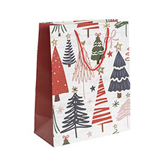 Paper Bag Christmas Trees Matte White Pk 6 (260x120x320mmH)