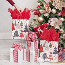 Paper Bag Christmas Trees Matte White Pk 6 (260x120x320mmH)