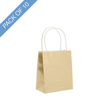 Kraft Paper Carry Bags - Kraft Paper Bag Shopper X Small Gold Pk10 (140Wx75Gx165mmH)