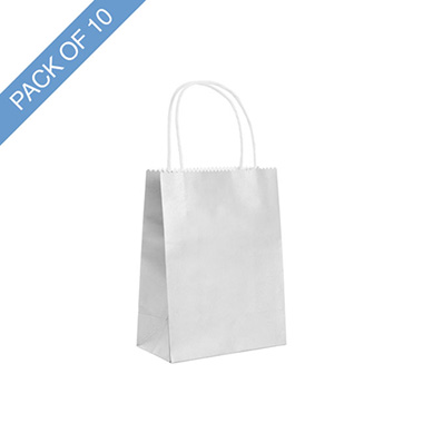 Kraft Paper Carry Bags - Kraft Paper Bag Shopper Small Silver Pk10 (150Wx80Gx200mmH)