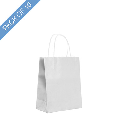 Kraft Paper Carry Bags - Kraft Paper Bag Shopper Medium Silver Pk10 (180Wx85Gx215mmH)