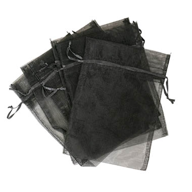 Organza Gift Bags - Organza Gift Bomboniere Bag Medium Black Pk 10 (12.5x17cmH)
