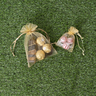 Organza Gift Bomboniere Bag Medium Gold Pack 10(12.5x17cmH)