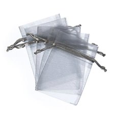 Organza Gift Bags - Organza Bag Medium Metallic Silver (12.5x17cmH) Pack 10