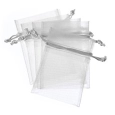 Organza Bag Medium Silver (12.5x17cmH) Pack 10