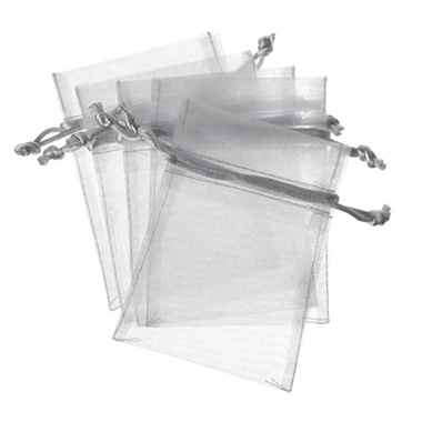 Organza Gift Bags - Organza Gift Bomboniere Bag Medium Silver Pk10 (12.5x17cmH)