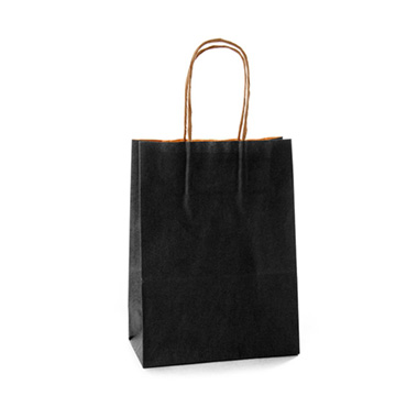 Kraft Paper Carry Bags - Kraft Paper Bag Shopper Small Black (150Wx80Gx200mmH)