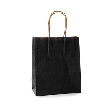 Kraft Paper Carry Bags - Kraft Paper Bag Shopper Medium Black (180Wx85Gx215mmH)