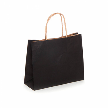 Kraft Paper Carry Bags - Kraft Paper Bag Boutique Black (220Wx80Gx180mmH)