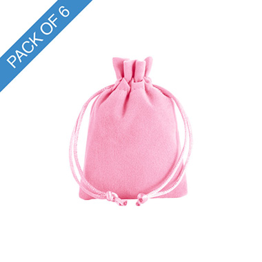 Velvet Gift Bag Small Pack 6 Baby Pink (7.5x10cmH)
