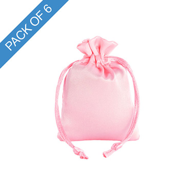 Satin Gift Bag Small Pack 6 Baby Pink (7.5x10HcmH)