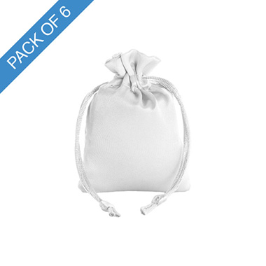Satin Gift Bags - Satin Gift Bag Small Pack 6 White (7.5x10HcmH)