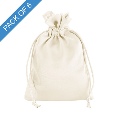 Satin Gift Bag Medium Pack 6 Ivory (12.5x17HcmH)