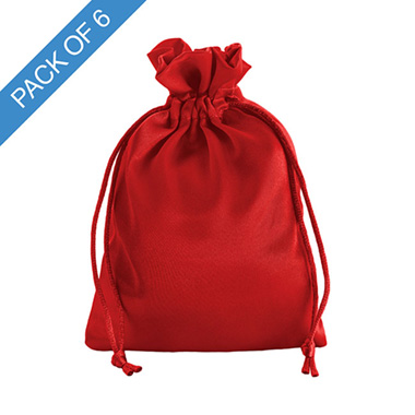 Satin Gift Bags - Satin Gift Bag Medium Pack 6 Red (12.5x17HcmH)