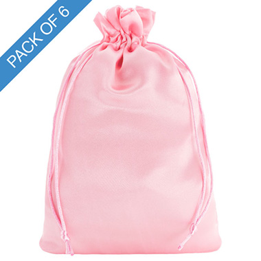 Satin Gift Bags - Satin Gift Bag Large Pack 6 Baby Pink (15x24HcmH)