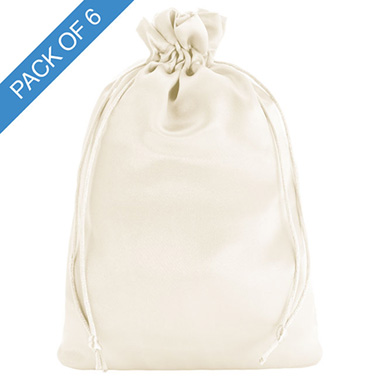Satin Gift Bags - Satin Gift Bag Large Pack 6 Ivory (15x24HcmH)