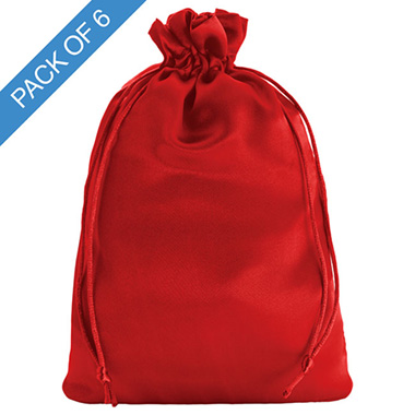 Satin Gift Bags - Satin Gift Bag Large Pack 6 Red (15x24HcmH)