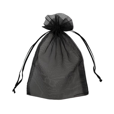 Organza Gift Bomboniere Bag Large Black Pack 10 (15x24cmH)