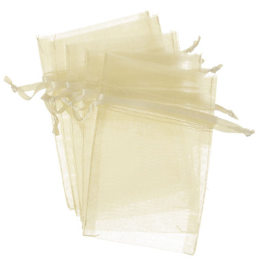 Organza Gift Bags - Organza Gift Bomboniere Bag Large Ivory Pack 10 (15x24cmH)