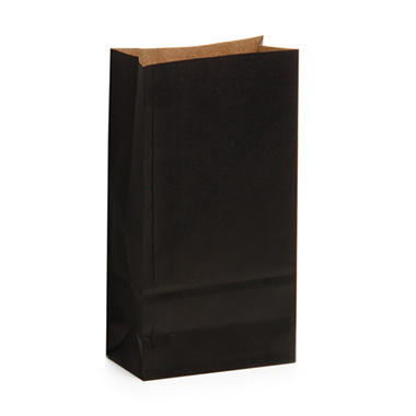 Lolly Bags - Gift Bag Gusset Kraft Paper Black (90Wx47Gx165mmH)