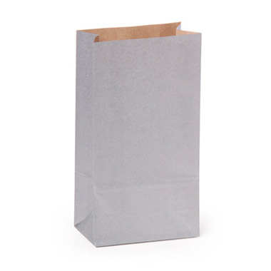 Lolly Bags - Gift Bag Gusset Kraft Paper Silver (90Wx47Gx165mmH)