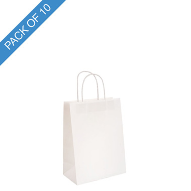 Kraft Paper Carry Bags - Kraft Paper Bag Shopper Mini White Pack 10 (140Wx75Gx165mmH)