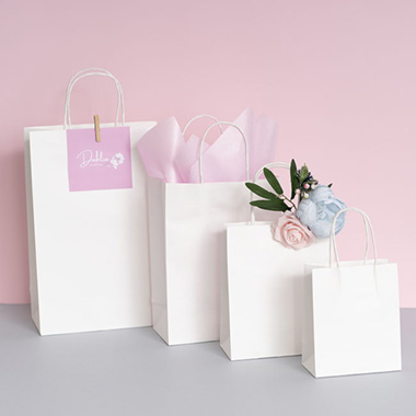 Kraft Paper Bag Shopper Small White Pk10 (180Wx85Gx215mmH)