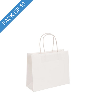 Kraft Paper Carry Bags - Kraft Paper Bag Boutique Med White Pk10 (220Wx80Gx180mmH)