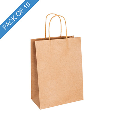 Kraft Paper Carry Bags - Kraft Paper Bag Shopper Large Brown Pk10 (240Wx120Gx355mmH)