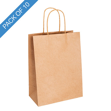 Kraft Paper Carry Bags - Kraft Paper Bag Shopper XL Brown Pk10 (320Wx110Gx420mmH)
