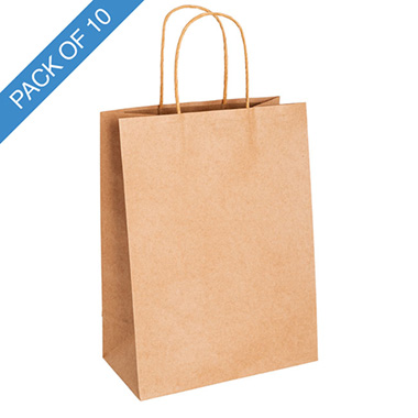 Kraft Paper Carry Bags - Kraft Paper Bag Shopper Jumbo Brown Pk10 (380Wx120Gx460mmH)