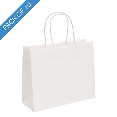 Kraft Paper Carry Bags - Kraft Paper Bag Boutique Jumbo White Pk10 (450Wx100Gx350mmH)